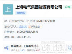 注資15億！上海電氣成立能源公司